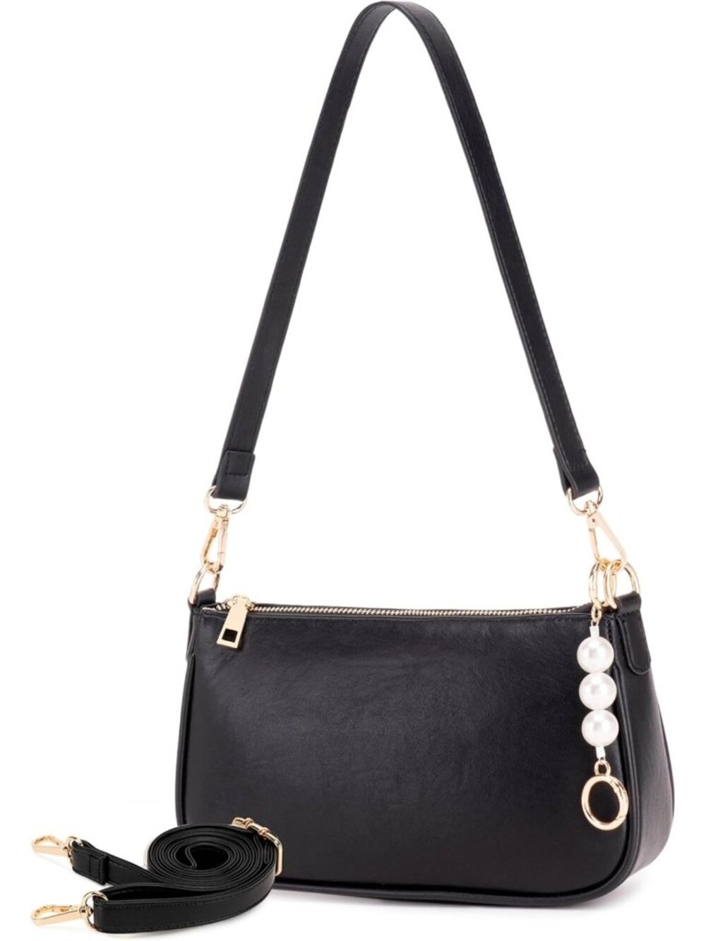 Stylish Vegan Leather Crossbody Bag - Small Hobo Clutch with 3 Straps for Women